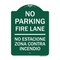 Signmission No Parking Fire Lane No Estacione Zona Contra Incendio, Green & White Alum, 18" x 24", GW-1824-23727 A-DES-GW-1824-23727 - alternate 1